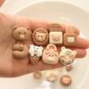 Milk Tea Colored Teddy Bear Cookies DIY Resin Handmade Accessories Cream Glue Hair Clips Brooches