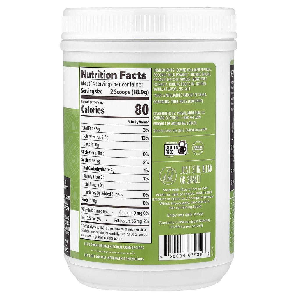 Kolagenowe Keto Latte, Matcha, 264,6G(9.33 uncje)