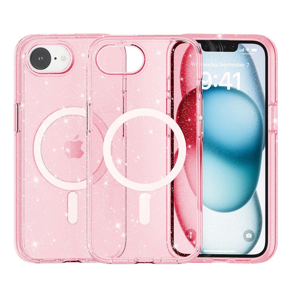 For iPhone 16 Pro Max Case Crystal Clear Bling Glitter Magnetic iPhones 15 Plus 14 13 12 11 SE 4 2025 Shockproof Bumper Cover