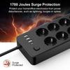 EU Plug AC Outlet Power Strip Multitap Extension Cord Electrical Socket Black Power Board with Surge Protector 2500W