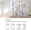 Floral Bathroom Shower Curtain With 12 Hooks, Polyester Fabric Plant Shower Curtain For Bathroom, Machine Washable Quick Dry