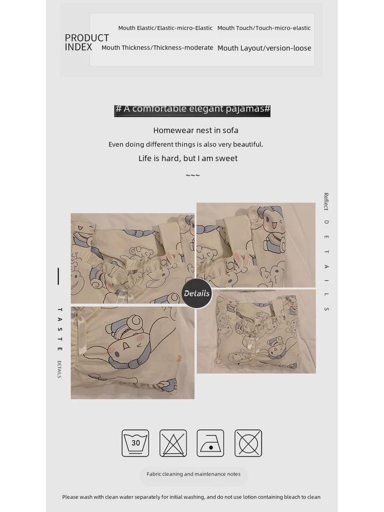 Letní noční košile s krátkým rukávem a hrudní vložkou – Roztomilý bavlněný kreslený princeznovský styl s motivem obláčků