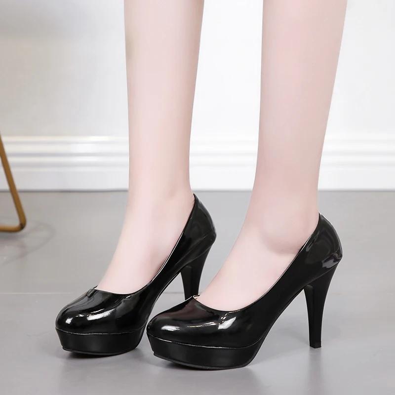 Sexy High Heels Women's Spring Summer Patent Fashion Round Stiletto Wedding Shoes Women's Shoes