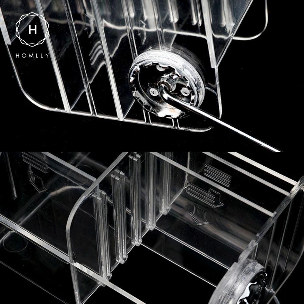 HOMLLY Acrylic Phone Remote Control Grid Organiser Storage Box With 360 Rotating Stand