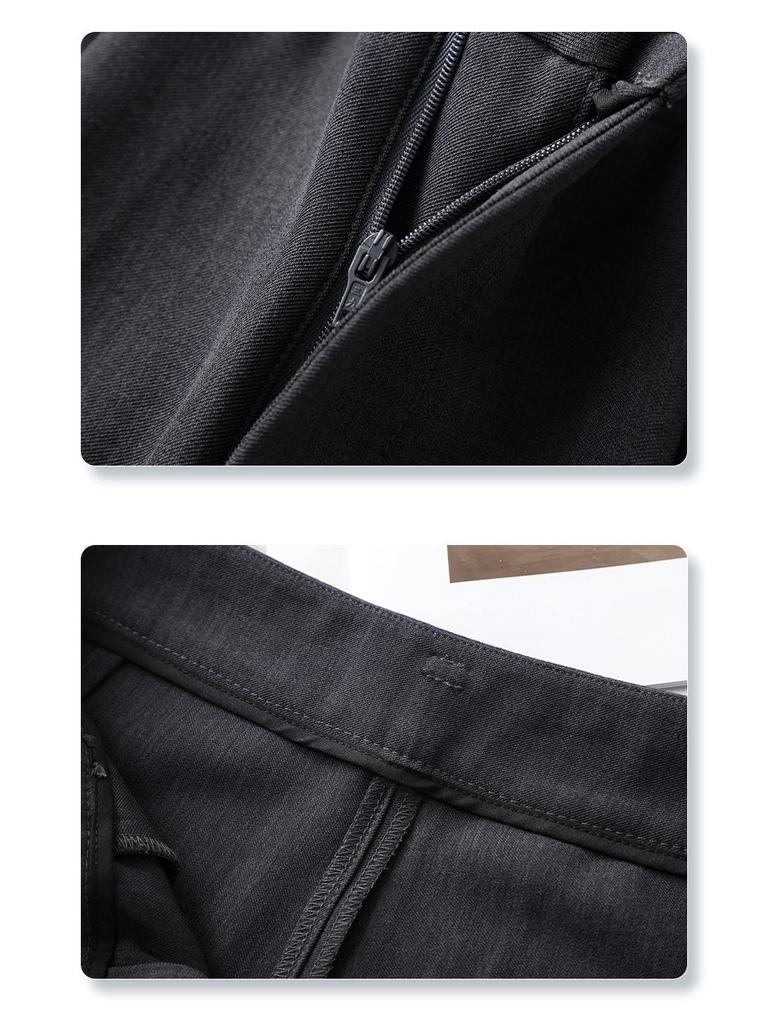 2025 Women's Gray Wide-Leg Floor-Length Pants - Summer Slimming, Loose Fit with a Drapey High-End Feel