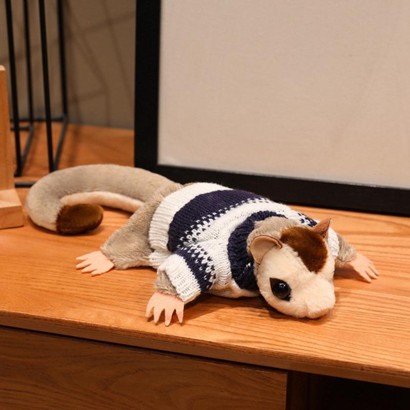 33Cm Simulation Sugar Glider Plush Toy Soft Flying Squirrel Stuffed Animals Doll Can Magnetically Home Halloween Decor Xmas Gift
