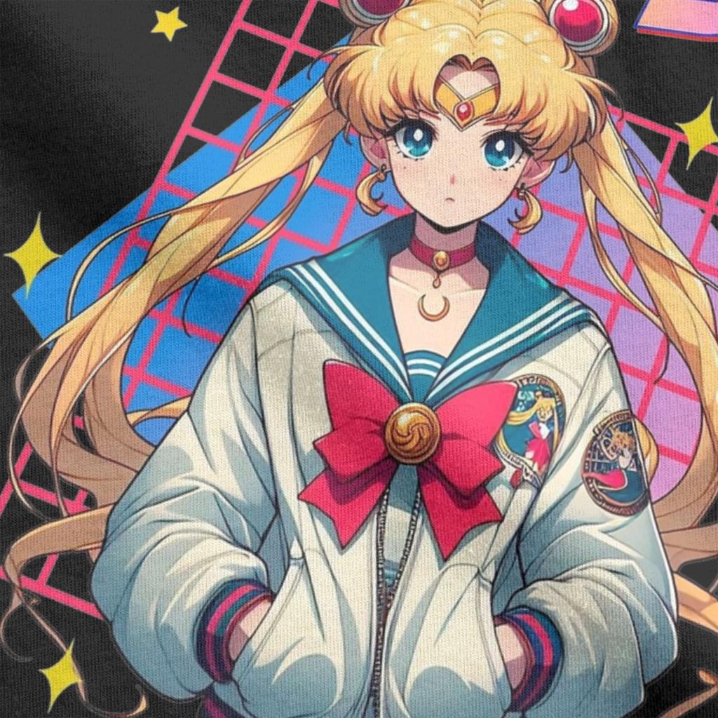 Die Mondkrieger Sailor T-Shirts Herren Reine Baumwolle Freizeit T-Shirts O-Ausschnitt T-Shirts Kurzarm Tops Grafik