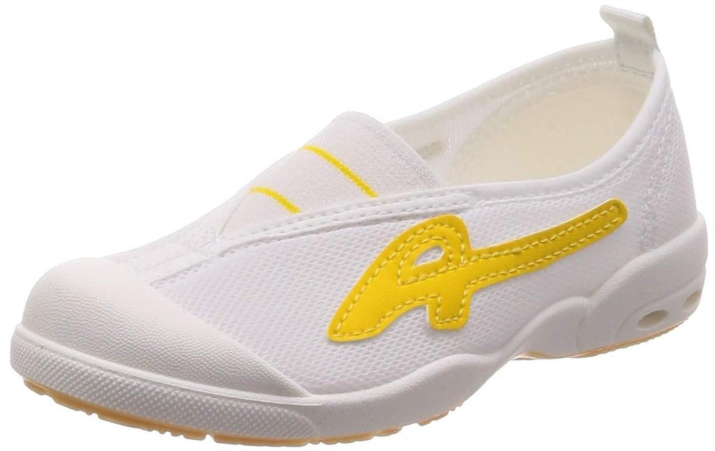 Asahi Dry School Indoor Shoes, Quick-Drying, Sweat-Absorbent, Antibacterial, Made in Japan, Kids', Yellow, Size 24.5 cm, 2E