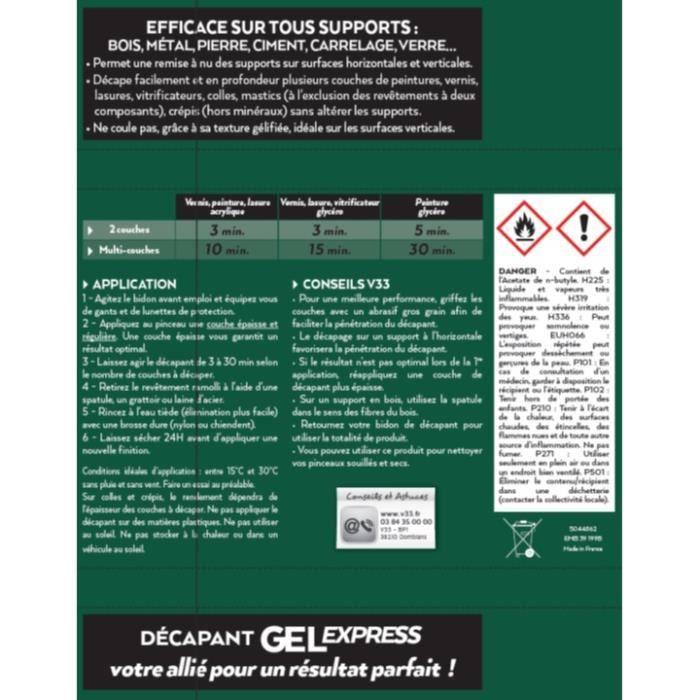 Décapant Multisupport - V33 - Gel Express - 1 L - Vert - Intérieur - Multi-couches