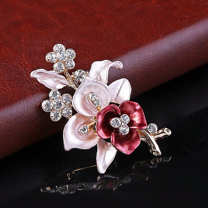 Elegantní ženy Drip Crystal Flower brože jehlice romantické brože pro ženy svatební party svatební pin