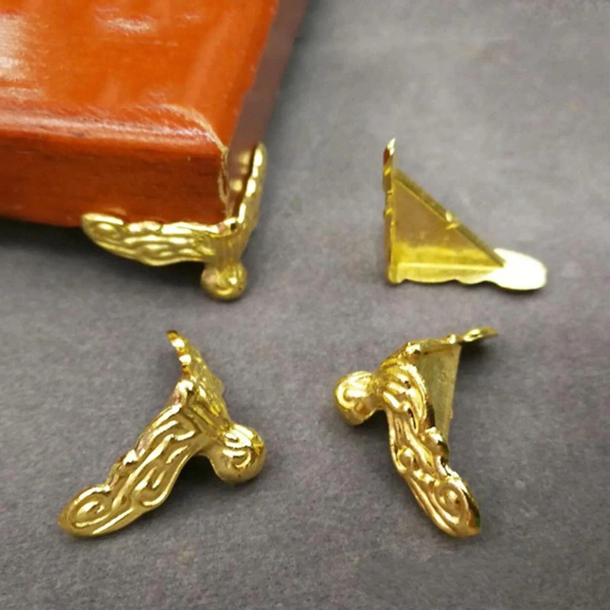 

Box Corner Protector Antique Jewelry Decor Wooden Box Feet Legs Corner Pads Boxes Support Bases Triangle Carved Corner Protector золотой