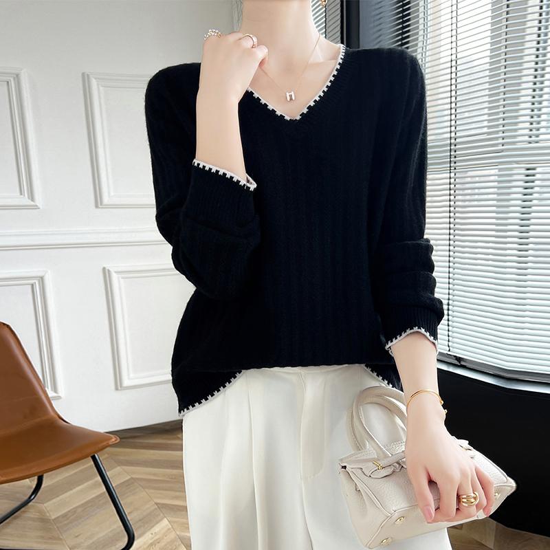 Dámský kašmírový svetr Qinghe kašmír 30% kašmír 70% vlna podzimní a zimní kašmírový svetr měkký a teplý