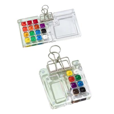 Tragbares Aquarellfarben-Set mit Metallklemme Magnetische Aquarellfarbenbox Mischpalette Künstlerbedarf für Anfänger