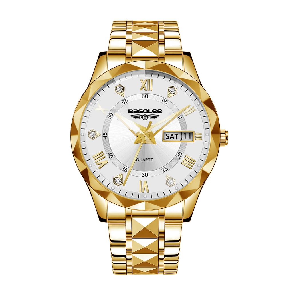 Men's watch waterproof double calendar luminous business watch quartz watch