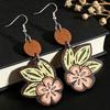 Retro Floral Wood Petal Patchwork Earrings