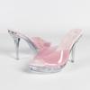 12.5CM Square Toe Crystal Slippers, Transparent Chunky Heel Non-slip, Sexy Wedding Nightclub Model Shoes LFD-19876-A79