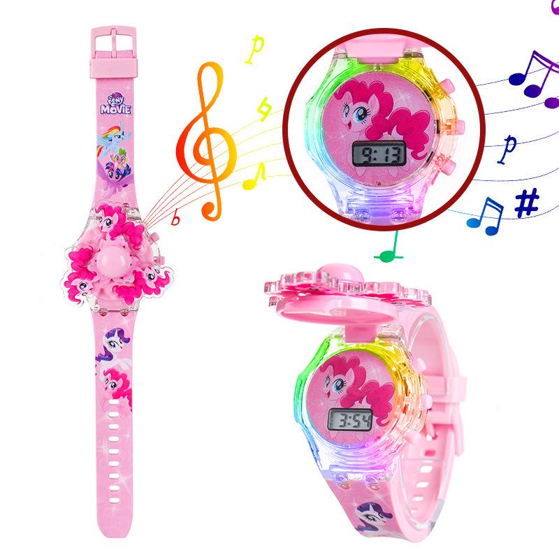 Children's Cartoon Music Watch with Seven-Color Luminous Spinning Gyro Toy