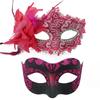 2PCS/set Flower Couple Masks Painted Design Masquerade Prop Half Face Mask Non-Toxic Material Venice Mask Ball Masquerade