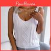 Summer Women V Leisure Spring Neck Solid Color Fried Dough Twists Hollow Top Holiday Knit Tank