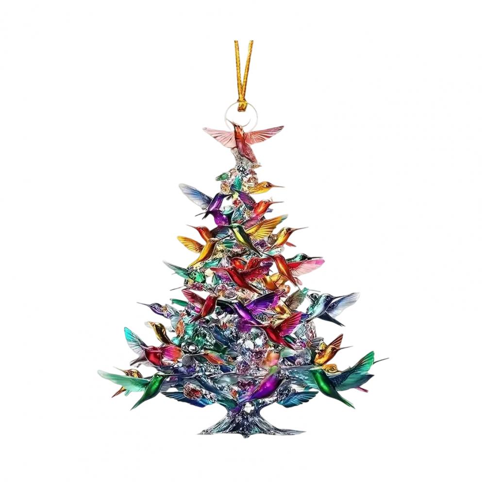 Hummingbird Christmas Ornament Colorful Stack Bird Hanging Decoration Double-Sided Acrylic Tree Ornament for Bird Lovers Gifts