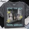 Comfort Colors Postal Worker Raccoon Shirt, Mail Carrier Gifts, Possum Mail Carrier Funny Tshirt, Iced Coffee Mail Carrier Tee, Crew Neck
