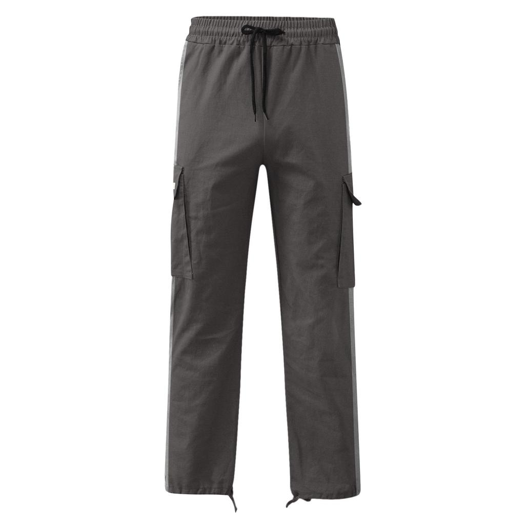 Spring and Autumn Men's Overalls Drawstring Drawstring Pocket Color Matching Long Pants