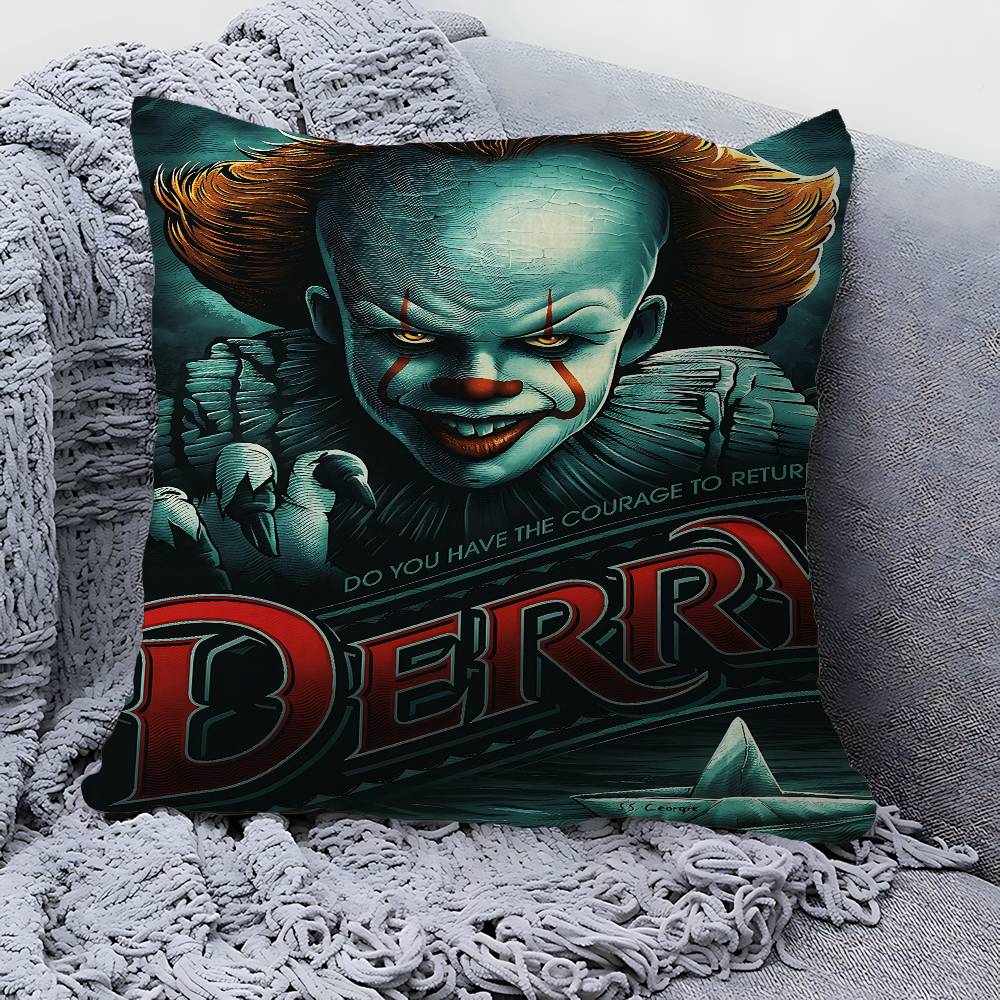 Horror P-Pennywise Clown Pillow Cover For Bedroom Room And Living Room Sofa Decorative Cushion Cover