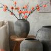 Wabi-Sabi Style Large Grey Ceramic Vase for Living Room Decor