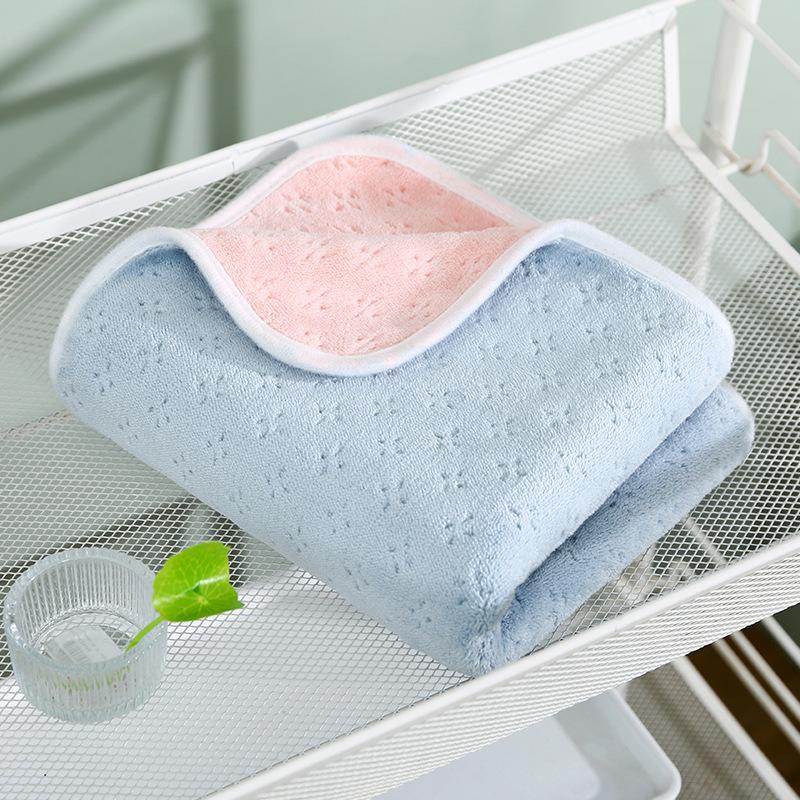 Towel Customized coral fleece two-color absorbent hand towel does not shed hair, face towel household towel direct supply