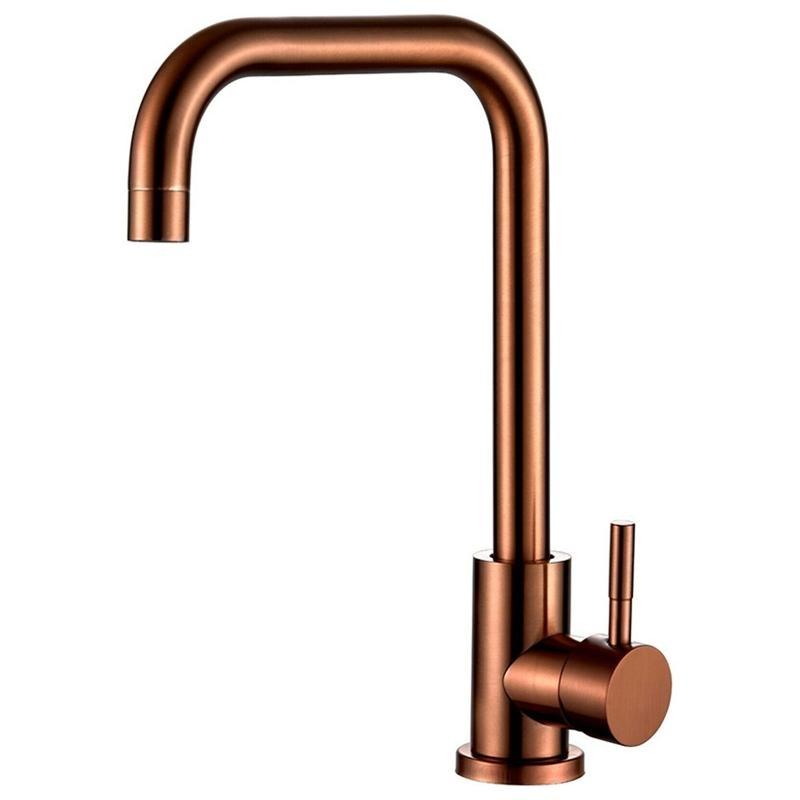 

652F Gold Kitchen Single Hole Cold Hot Faucet Mixer Sink Tap Water Faucet 360 Degree Bending рожевий колір золота