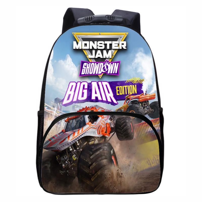 Monster Jam Truck, Round Front Bag Backpack for Primary, Secondary, and High School Students, Male and Female Backpacks