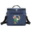 Lunch Bag Insulated Bags Cooler Box Thermal Organizer Handbag Shoulder Storage Lunchbag for Men and Women Golden Flower Printing