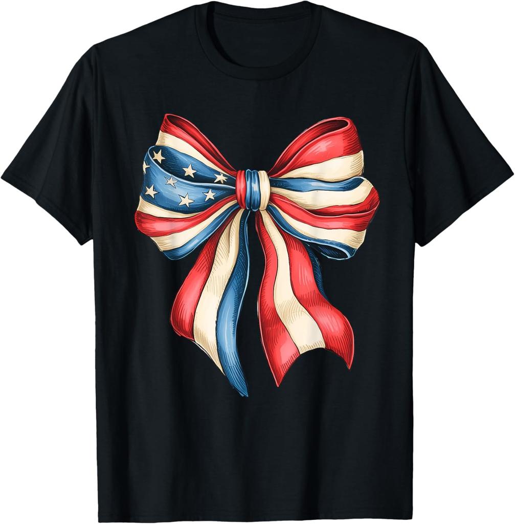 Cute Memorial Day Cute USA Flag Bow Coquette Unisex T-Shirt