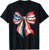Cute Memorial Day Cute USA Flag Bow Coquette Unisex T-Shirt