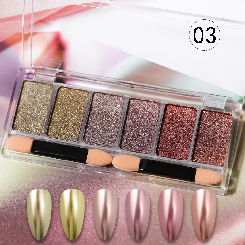Aurora Nail Art Mirror Powder: 6-Color Set