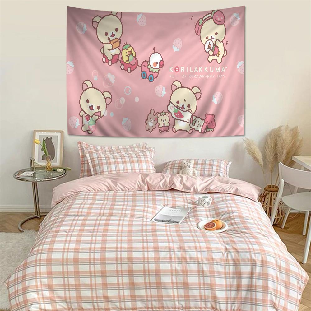 K-Kilakkuma Japanese Cartoon Printed Large Wall Tapestry Cheap Hippie Wall Hanging Bohemian Wall Tapestries Mandala Home Decor