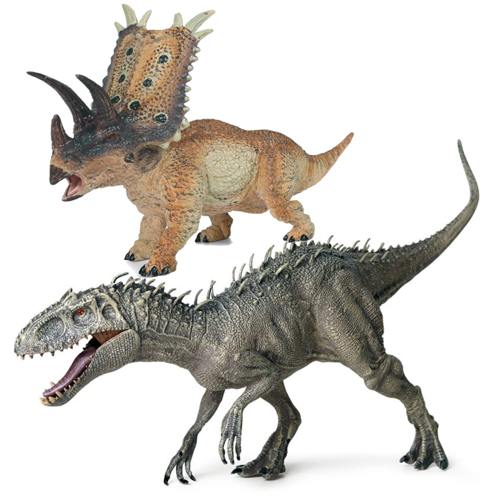 UTST Dinosaur Figures - Dinosaur Toys - Indominus Rex & Pentaceratops 6+ (Red Pentaceratops + Indominus Rex)