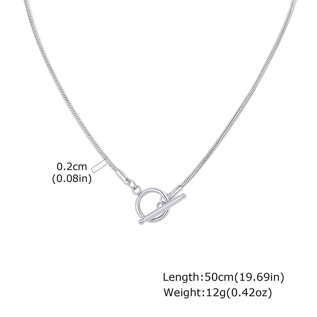 Vnox Stainless Steel Round Snake Chain Necklace 50cm, 2mm Width OT Toggle Chain Link Collar, Minimalist Jewelry Gift for Men Him