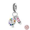 Charms Plata De Ley 925 copper Original Devil's Eye Perfume Bottle Bow Silicone Spacer Beads Women Bracelet DIY Zircon Pendants