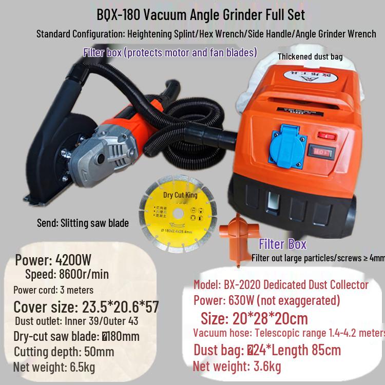 7-Inch Dust Cover for Angle Grinder: Grooving, Cutting, and Dust Collection for Stone and Concrete.