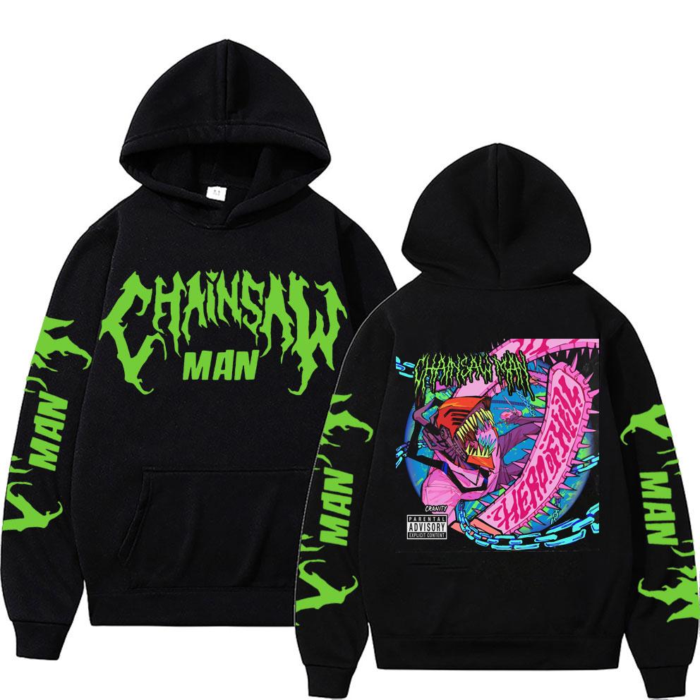 Japan Anime Chainsaw Denji Zipper Hoodies Logo Loog Sleeve Sweatshirt Unisex Hoodie Cool Zipper Coat Hooded