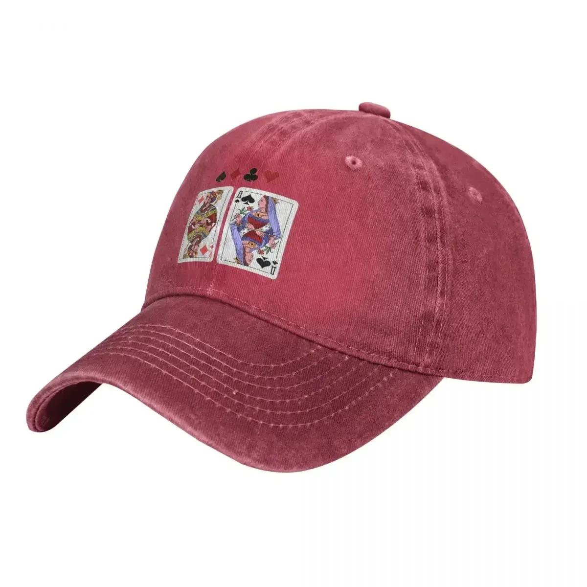 King Queen Baseball Cap Poker Cards Sport Cheap Washed Trucker Hat Unisex Cute Logo Washed Baseball Caps One Size