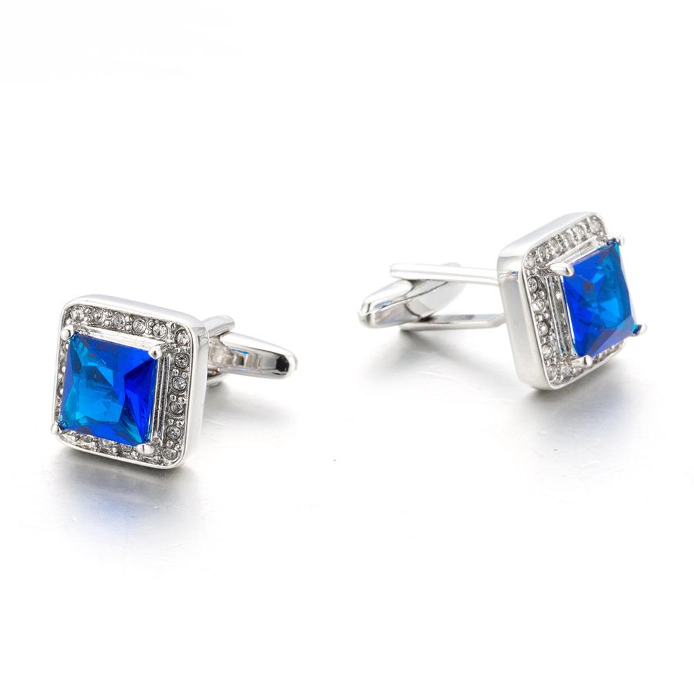 Горячие синие хрустальные запонки, манжеты для рубашки, деловые французские рубашки, свадебные запонки для рукавов 518 standard