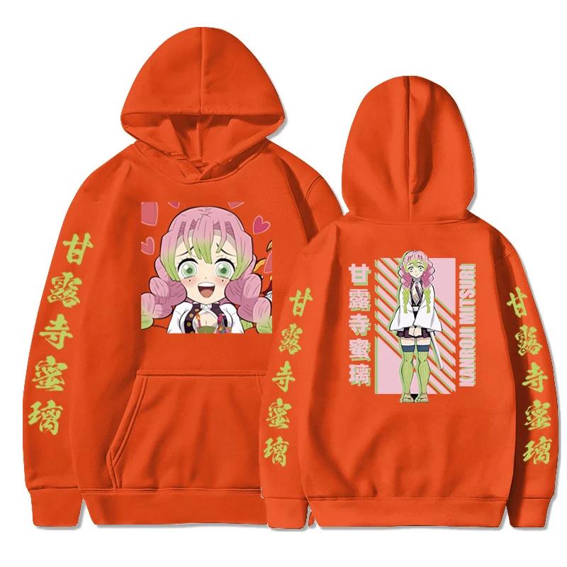 Herbst Hoodies Anime Kanroji Mitsuri Langarm Y2k Kleidung Druck Sweatshirt Damen Locker Anime Hoodie