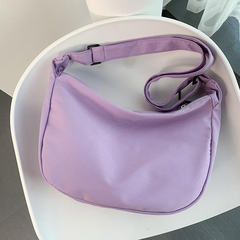 Korean-Style Harajuku Minimalist Waffle Pattern Crossbody Dumpling Bag