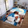 Der rutschfeste Teppich mit dem aufgedruckten betenden Jesus eignet sich für den Einsatz im Wohnzimmer und auf Schlafsofas.