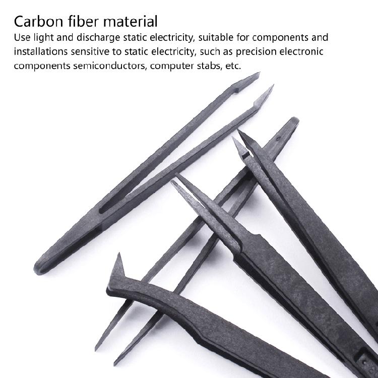 Electronics DIY Repair Tool Precision Tweezers Set Carbon Fiber for Craft