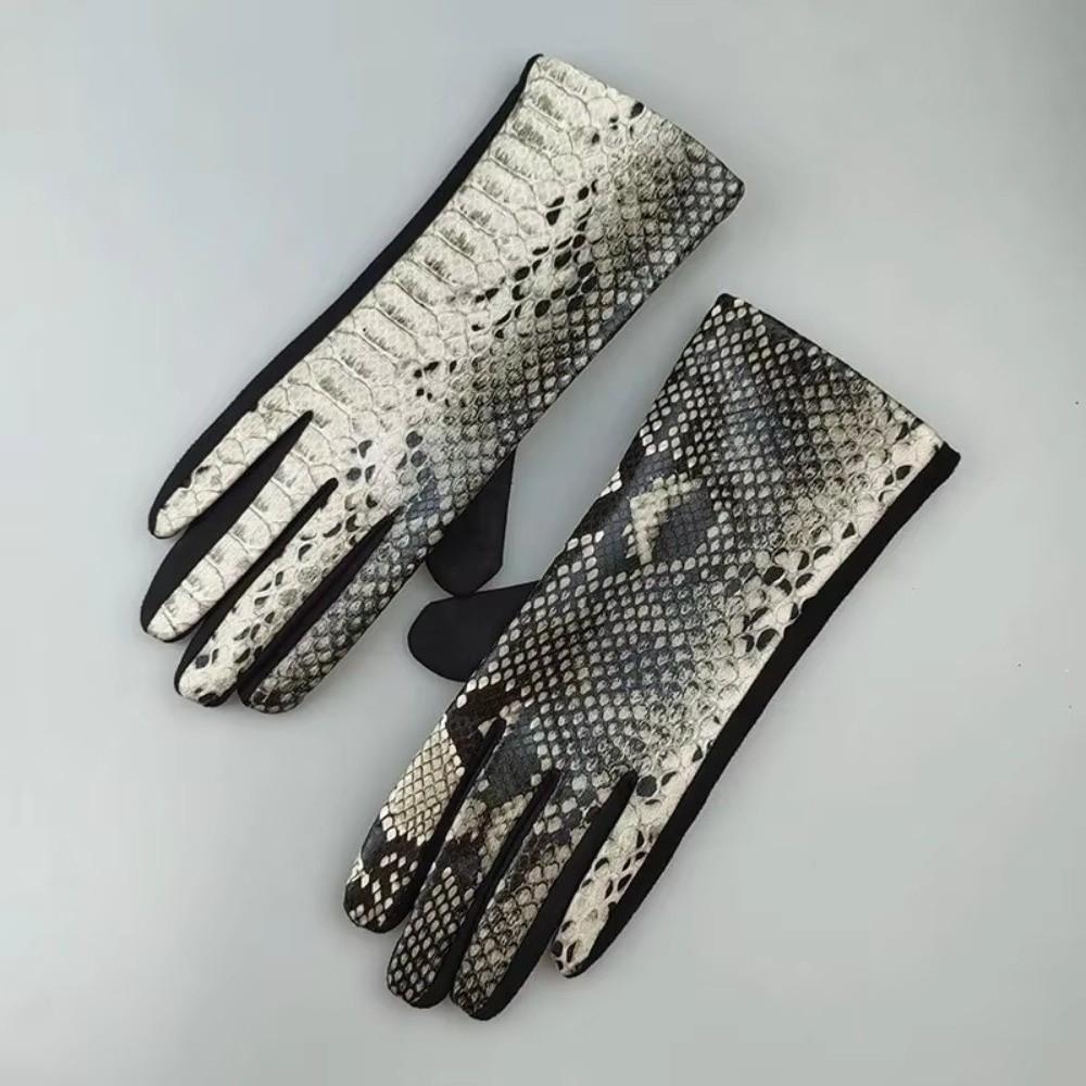 Fleece Lined Winter Warm Gloves Faux Animal Leather Faux Suede Gloves For Driving Riding