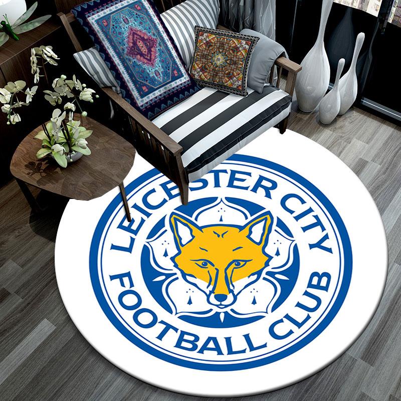 Tappeto Rotondo Stampato Leicester City, Tappeto Circolare Antiscivolo Lavabile per Soggiorno Camera da Letto Sala Giochi, Decorazione per Fan Sportivi, Regalo di Compleanno Festivo