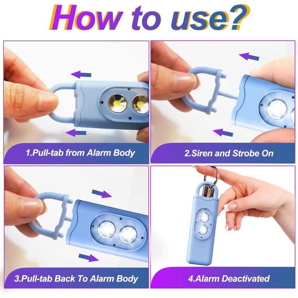 Women Anti-theft and Anti-wolf Portable Alarm High Volume Double Flash Light Safety Self-defense Kid Personal Distress Device